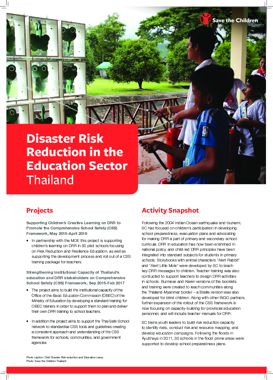 Disaster Risk Reduction in the Education Sector: Thailand