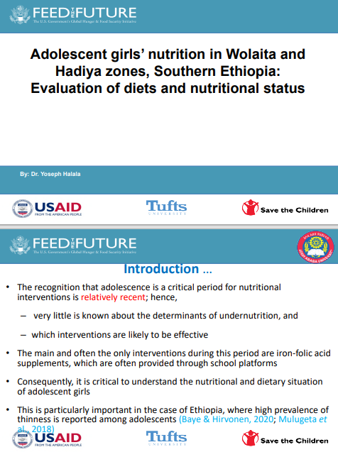 Adolescent Girls’ Nutrition in Wolaita and Hadiya Zones, Southern Ethiopia: Evaluation of diets and nutritional status