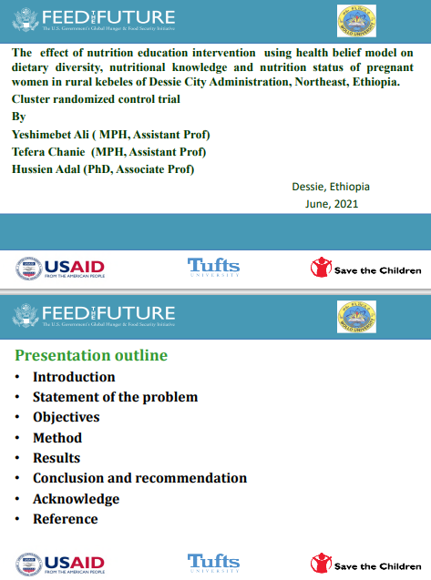 The Effect of Nutrition Education Intervention Using Health Belief Model on Dietary Diversity, Nutritional Knowledge and Nutrition Status of Pregnant Women in Rural Kebeles of Dessie City Administration, Northeast, Ethiopia: Cluster randomized control trial
