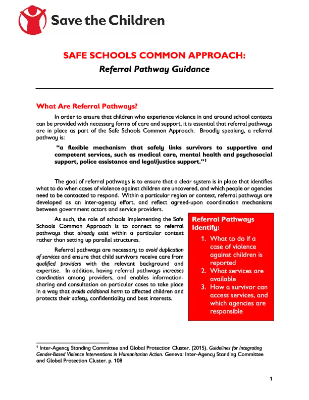 Guidance for Referral Pathways in School Settings thumbnail