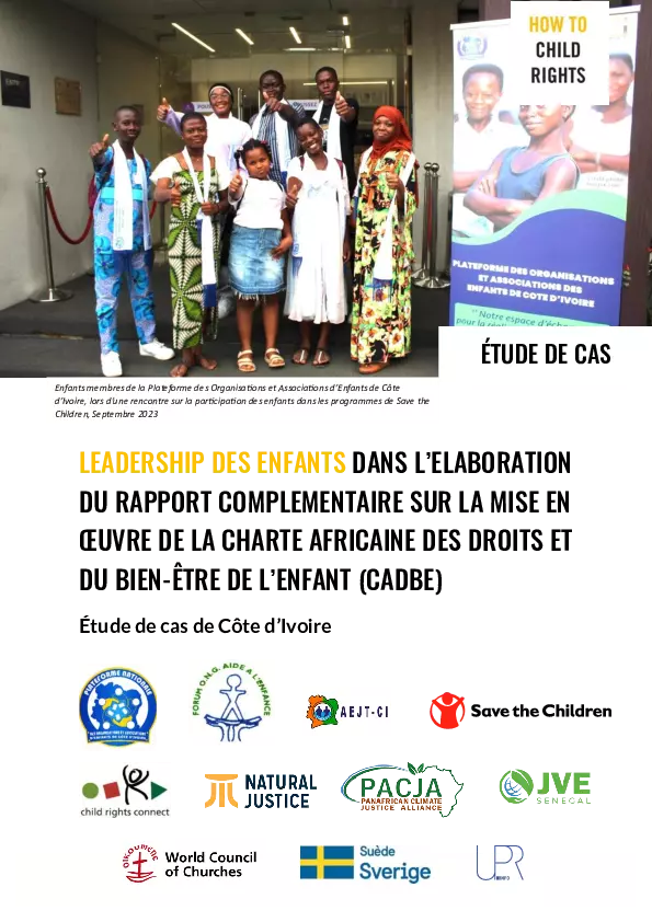 Leadership des enfants dans l’élaboration du rapport complémentaire sur la mise en œuvre de la CADBE, cas de la Côte d’Ivoire