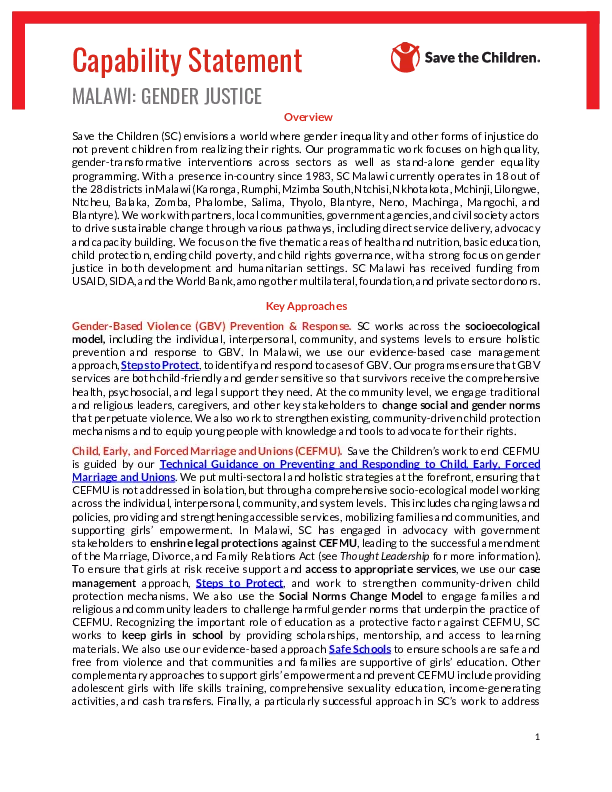Malawi Gender Justice Capability Statement thumbnail
