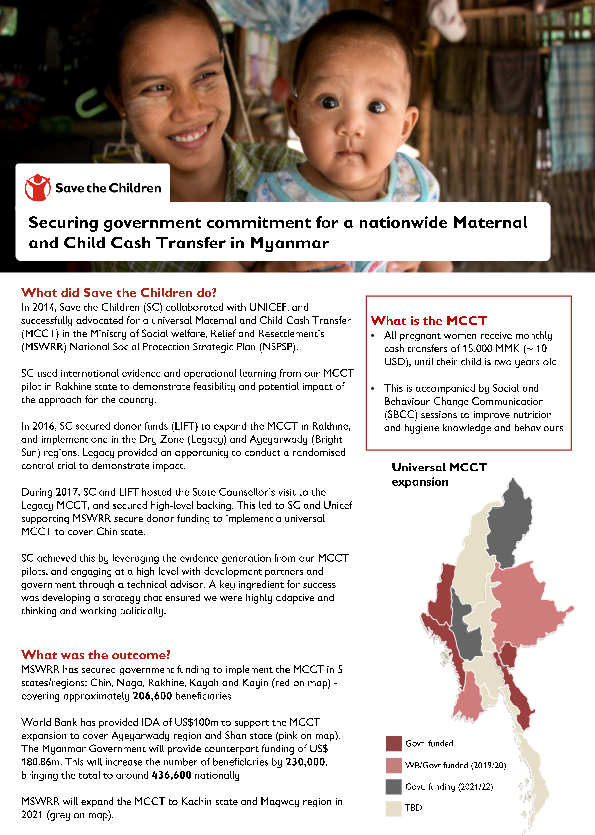 Securing Government Commitment for a Nationwide Maternal and Child Cash Transfer in Myanmar