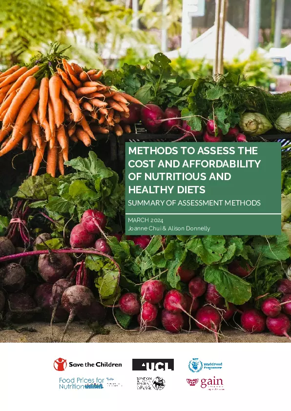 Methods to Assess the Cost and Affordability of Nutritious and Healthy Diets: Summary of assessment methods thumbnail