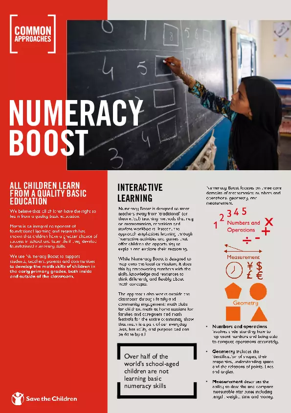 Numeracy Boost Common Approach 2 Page Brief thumbnail