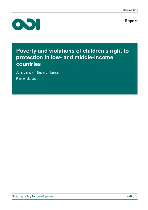 Poverty and violations of children’s right to protection in low- and middle-income countries: A review of the evidence thumbnail