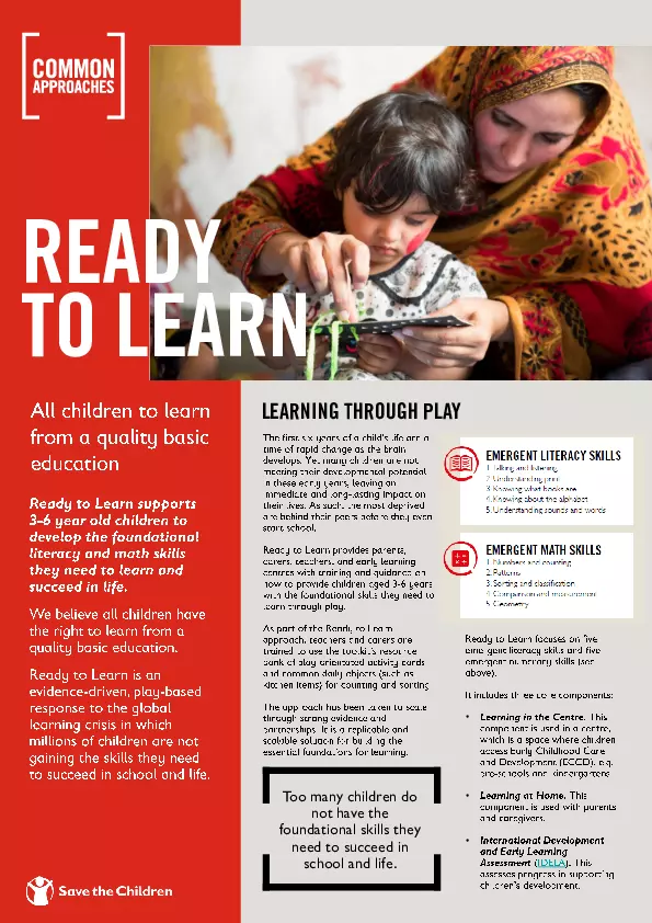 Ready to Learn Common Approach 2 Page Brief thumbnail