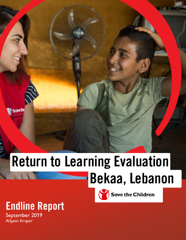 Return to Learning Endline Report: Bekaa, Lebanon
