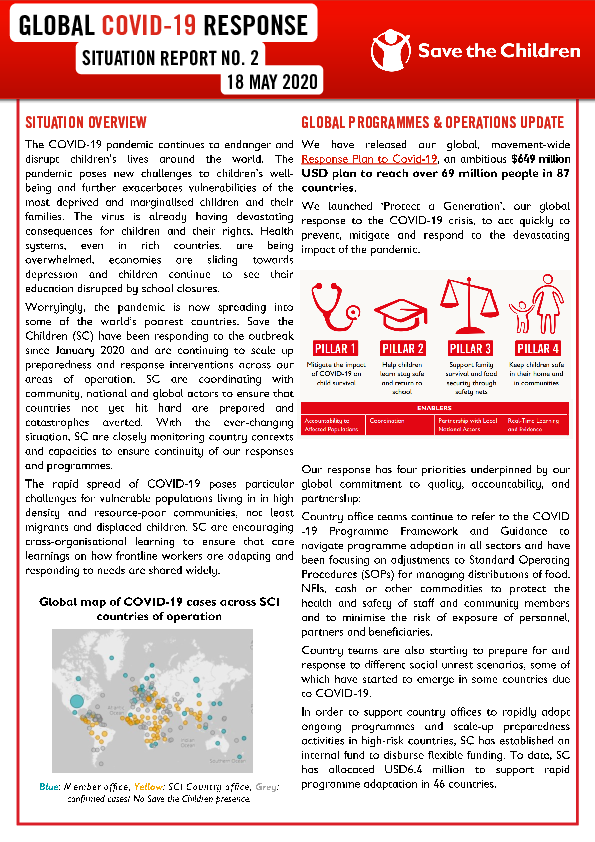 Save the Children's Global COVID-19 Response: Situation Report no. 2, 18 May 2020