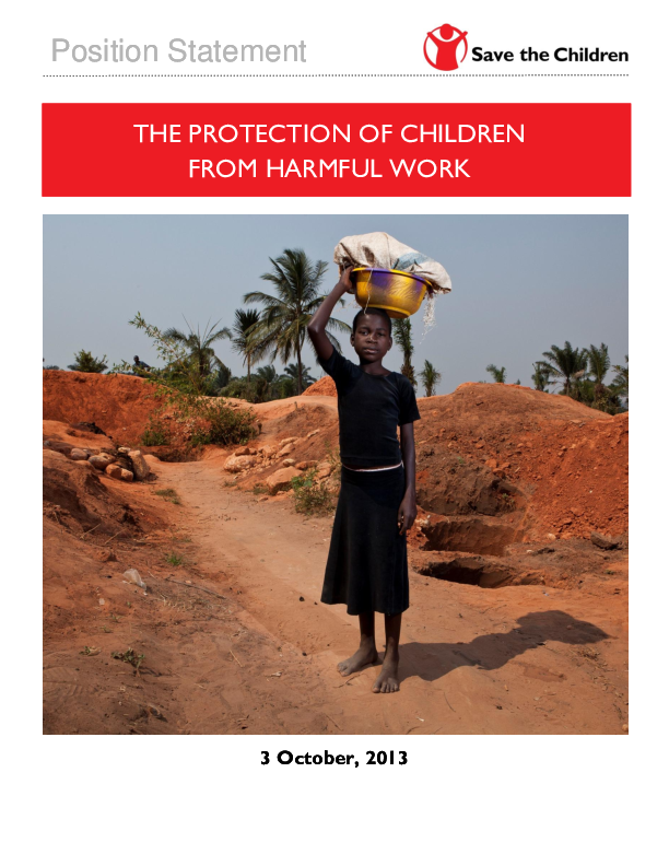 Save the Children Position Statement on the Protection of Children from Harmful Work