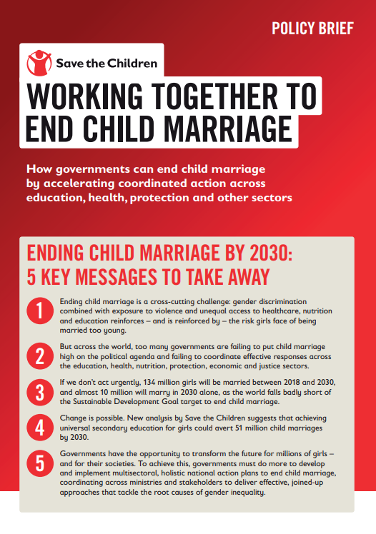 Working Together to End Child Marriage: How governments can end child marriage by accelerating coordinated action across education, health, protection, and other sectors