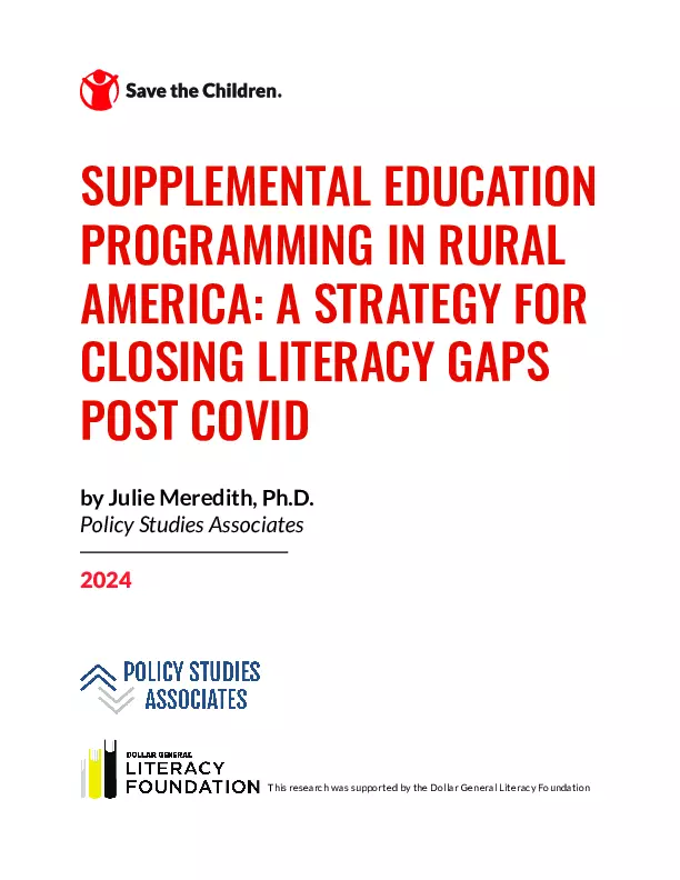 Supplemental Education Programming in Rural America: A Strategy for Closing Literacy Gaps Post COVID thumbnail