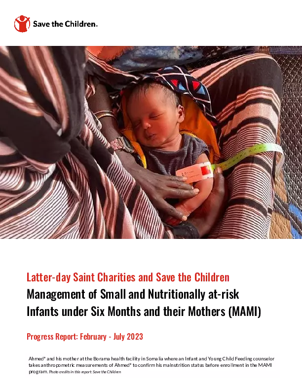 Helping Babies Thrive: Management of Small and Nutritionally at-risk Infants under Six months and their Mothers (MAMI) Semi-Annual Report 2023 thumbnail