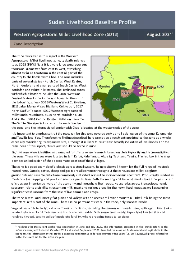Sudan Household Economy Analysis (HEA) Livelihoods Baseline Profile thumbnail