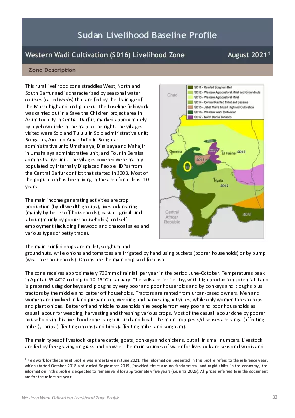 Sudan Household Economy Analysis (HEA) Livelihoods Baseline Profile, SD 16 thumbnail