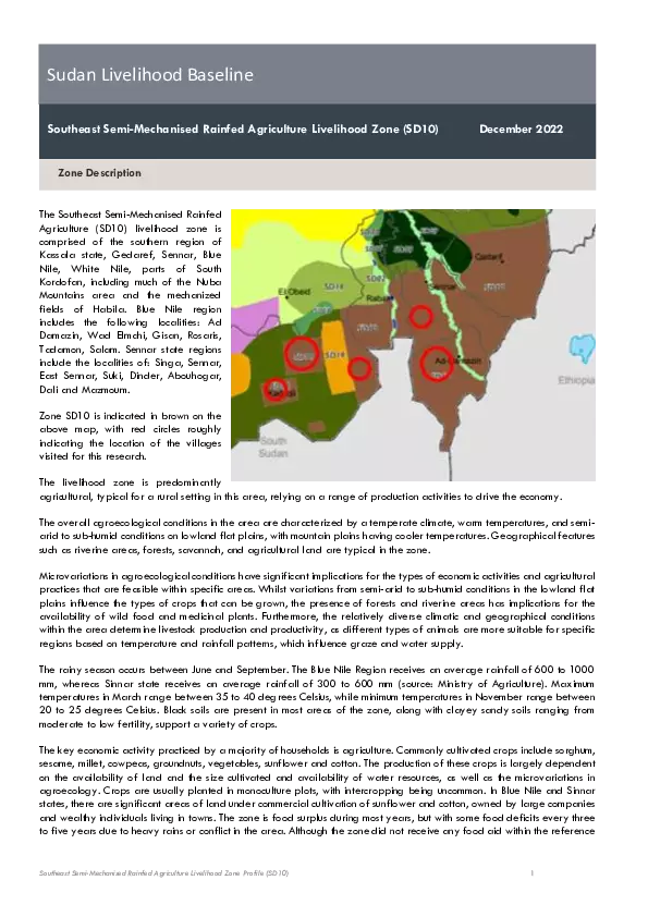 Sudan Household Economy Analysis (HEA) Livelihoods Baseline Profile, SD 10 thumbnail