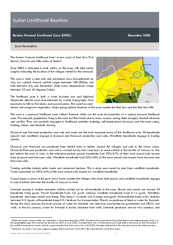 Sudan Household Economy Analysis (HEA) Livelihoods Baseline Profile, SD03 thumbnail
