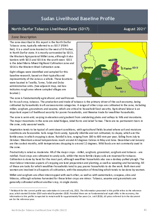 Sudan Household Economy Analysis (HEA) Livelihoods Baseline Profile, SD17 thumbnail
