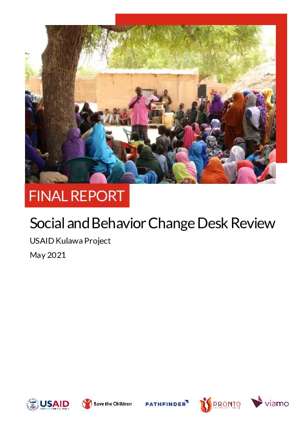 Final Report: Social and Behavior Change Desk Review: USAID Kulawa Project thumbnail