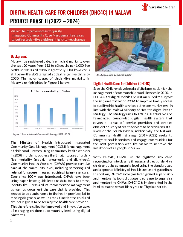 2023 Save the Children Malawi Digital Health Care for Children Phase II Project Brief thumbnail