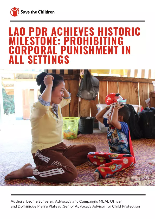 Lao PDR Achieves Historic Milestone: Prohibiting corporal punishment in all settings thumbnail