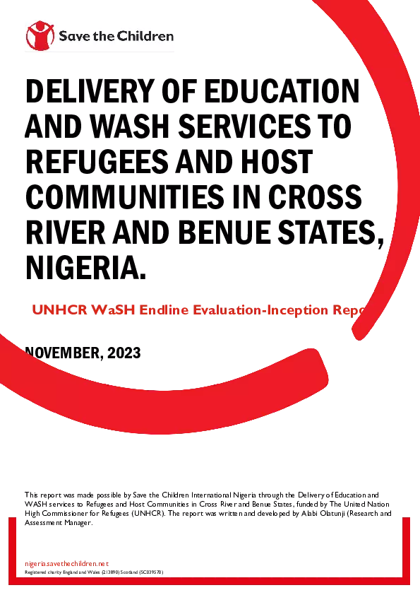 Endline Assessment of UNHCR Education and WASH programme in Cross River and Benue State, Nigeria