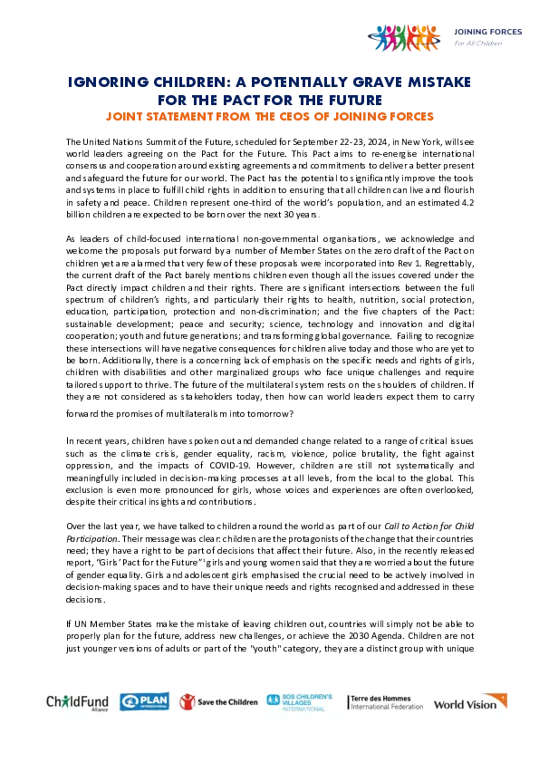 Pact for the Future: Joint statement from Joining Forces CEOs thumbnail