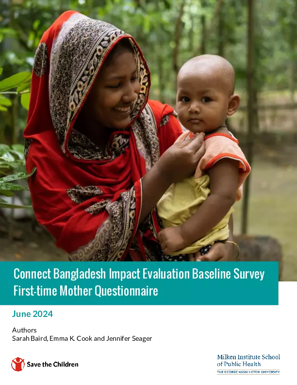 Connect Bangladesh Impact Evaluation Baseline Survey First-time Mother Questionnaire thumbnail