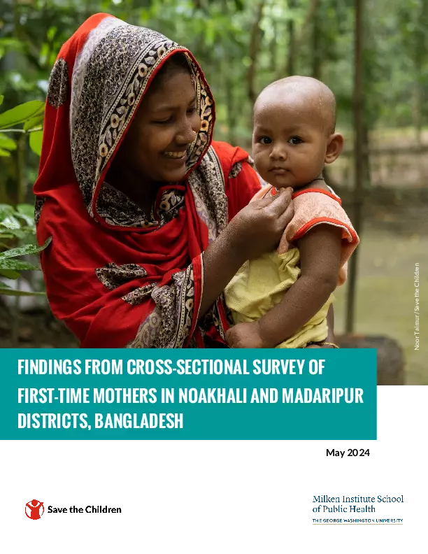 Findings from Cross-Sectional Survey of First-Time Mothers in Noakhali and Madaripur Districts, Bangladesh thumbnail