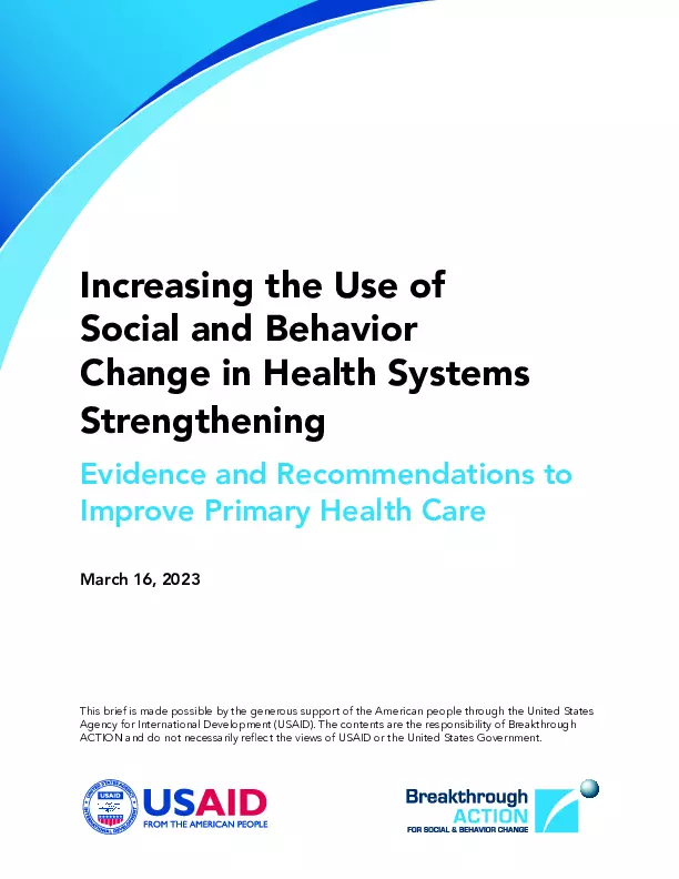 Increasing the Use of  Social and Behavior Change in Health Systems Strengthening thumbnail