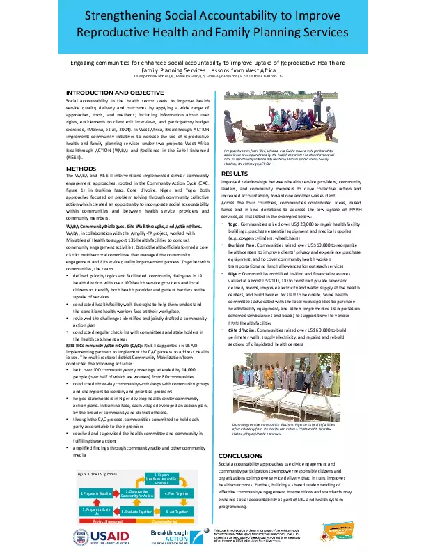 Engaging communities for enhanced social accountability in improving uptake of Reproductive Health and Family  Planning Services: Lessons from West Africa thumbnail