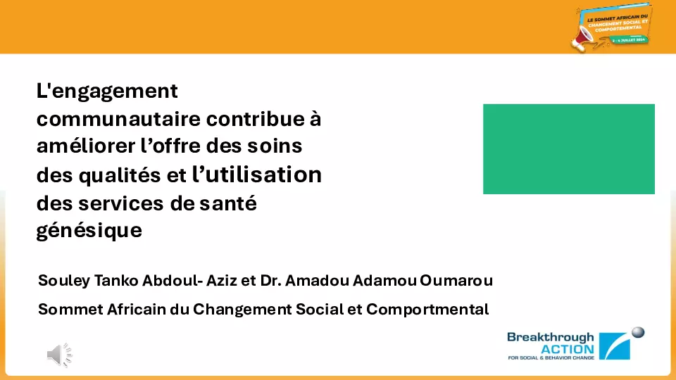 L’engagement communautaire contribue à améliorer l’offre des soins des qualités et l’utilisation des services de santé génésique (Community engagement improves quality of care and  reproductive health  serviceuse) thumbnail