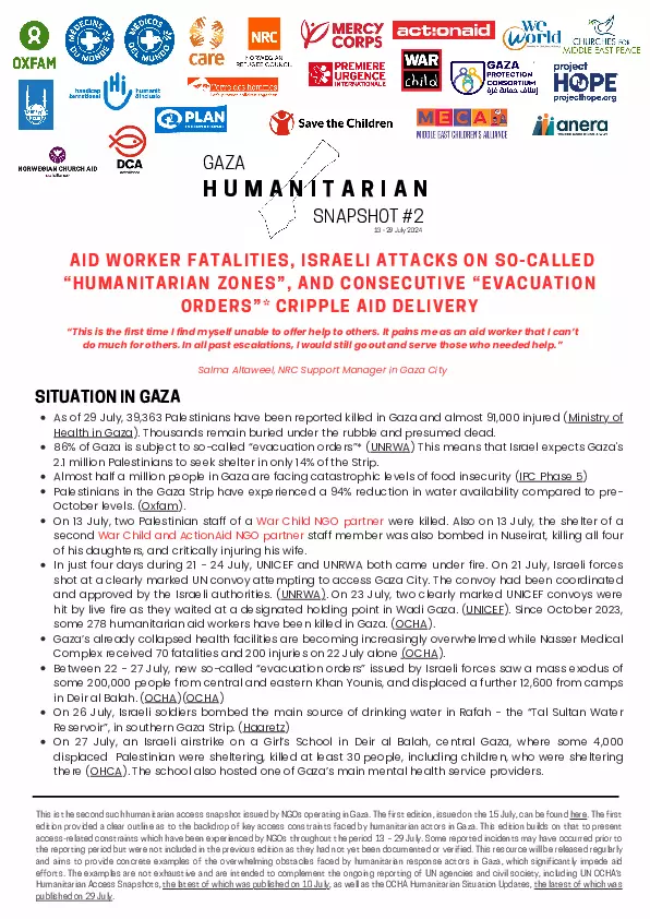 Gaza Access Humanitarian Snapshots #2 (19 July)