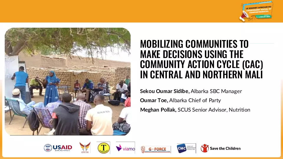 Mobilizing Communities to Make Decisions Using the Community Action Cycle (CAC) in Central and Northern Mali thumbnail