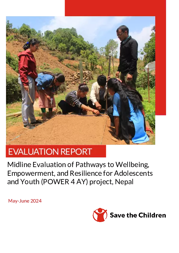 Midline Evaluation of Pathways to Wellbeing, Empowerment, and Resilience for Adolescents and Youth (POWER 4 AY) project, Nepal