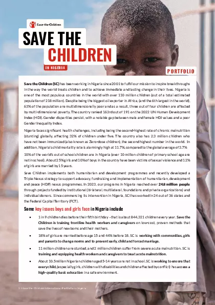 Save the Children International Nigeria Portfolio