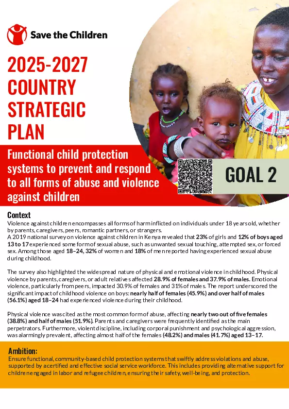 Functional Child Protection Systems to Prevent and Respond to All forms of Violence and Abuse