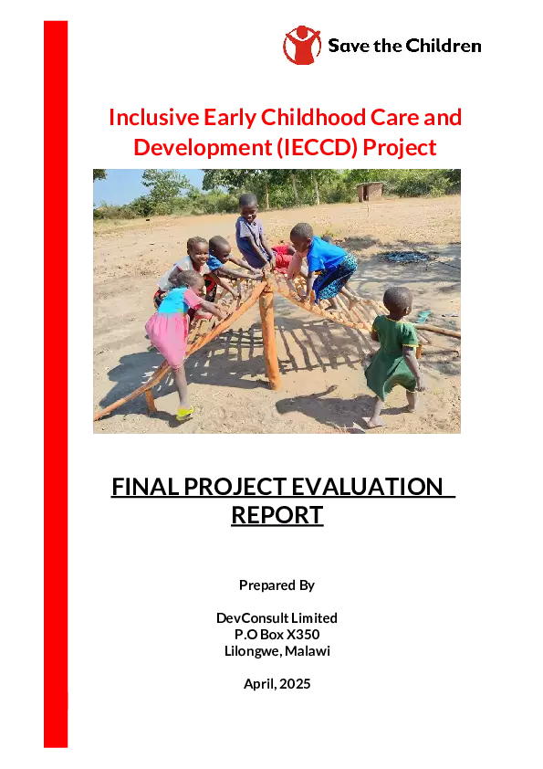 Inclusive Early Childhood Care and Development (IECCD) Project Endline Evaluation Report