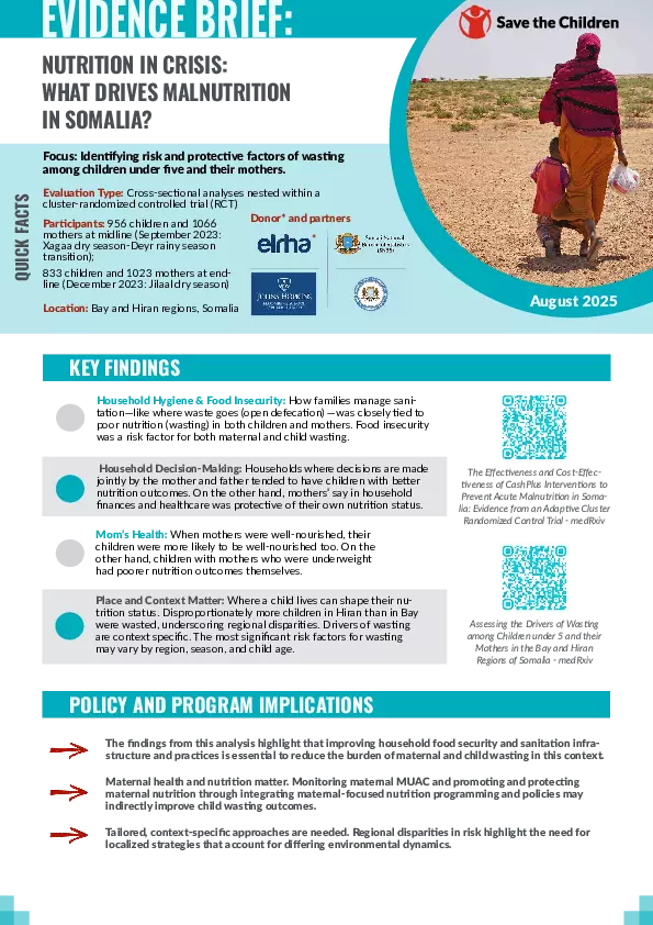 Evidence Brief – Nutrition in Crisis: What Drives Malnutrition in Somalia? (2025) thumbnail