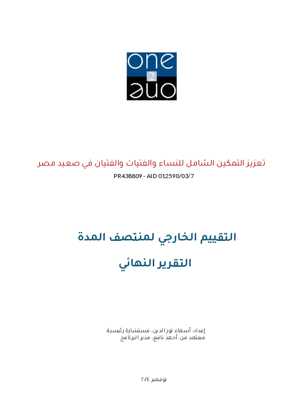 External Mid-Term Evaluation: Promoting Inclusive Empowerment for Women, Girls, and Boys in Upper Egypt (2025) thumbnail