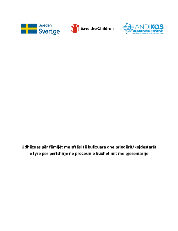 Udhëzues për fëmijët me aftësi të kufizuara dhe prindërit/kujdestarët e tyre për përfshirje në procesin e buxhetimit me pjesëmarrje (2025) thumbnail
