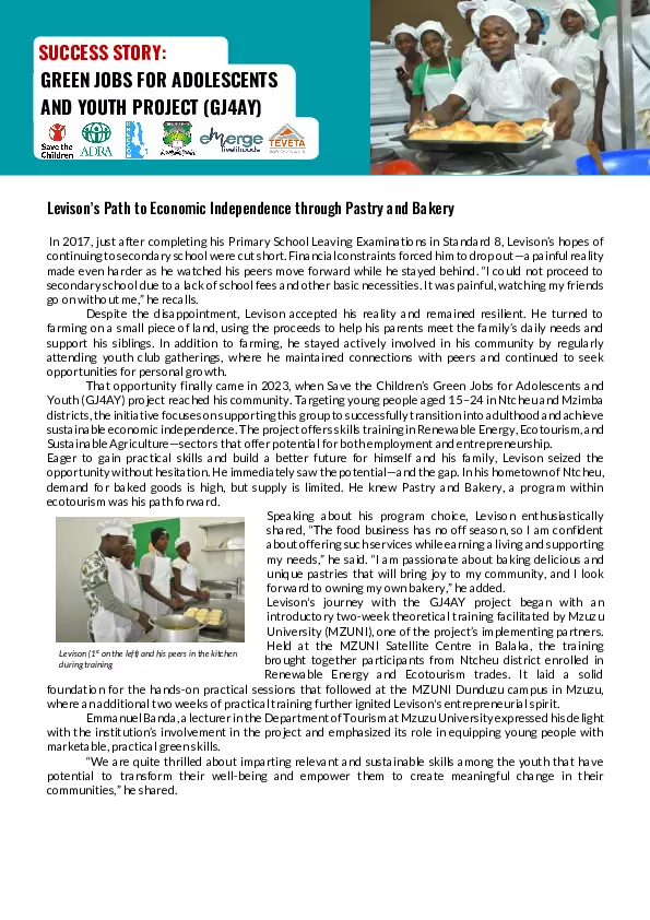 Green Jobs Success Story: Levison’s Path to Economic Independence through Pastry and Bakery (Malawi, 2025) thumbnail
