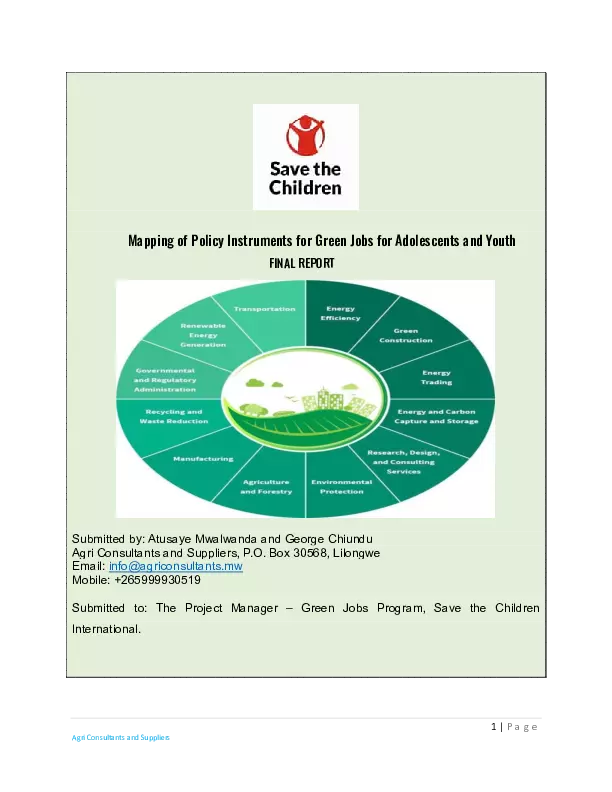 Mapping of Policy Instruments for Green Jobs Adolescents and Youth Report (Malawi, 2025) thumbnail