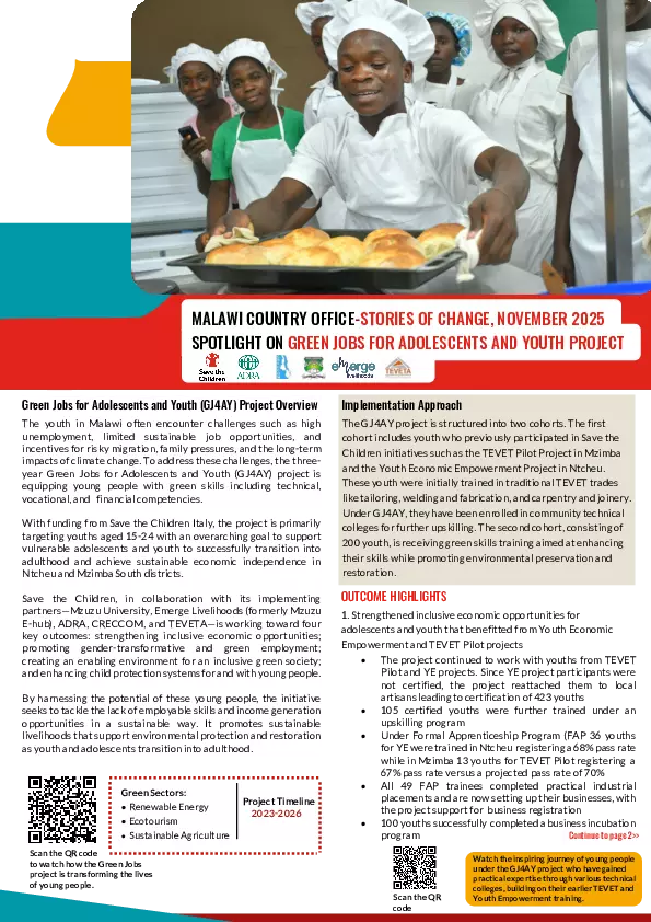 Malawi Country Office Stories of Change: Spotlight on Green Jobs for Adolescents and Youth Project (November 2025) thumbnail