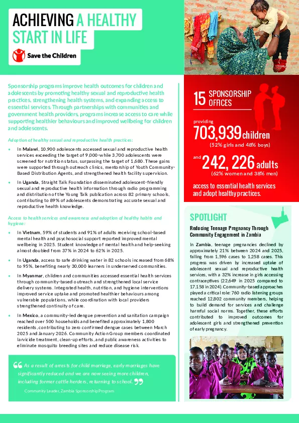 2025 Sponsorship Annual Report: Achieving a Healthy Start in Life