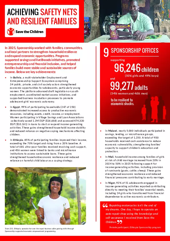 2025 Sponsorship Annual Report: Achieving Safety Nets and Resilient Families thumbnail