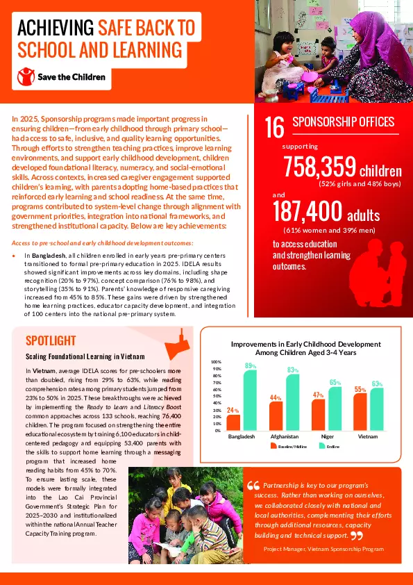 2025 Sponsorship Annual Report: Achieving Safe Back to School and Learning