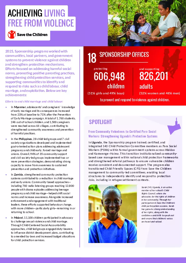 2025 Sponsorship Annual Report: Achieving Living Free from Violence