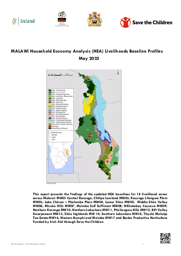 Malawi Household Economy Analysis (HEA) Livelihoods Baseline Profiles (May 2026) thumbnail