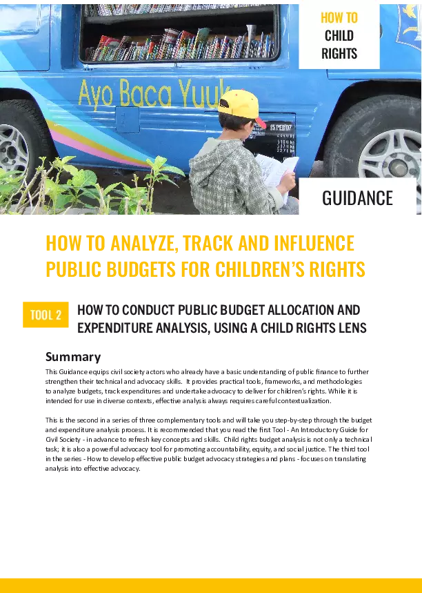Tool 2: How to Conduct Public Budget Allocation and Expenditure Analysis Using a Child Rights Lens thumbnail